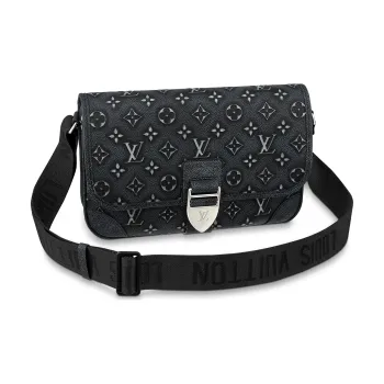 LOUIS VUITTON Archy Cow Leather Messenger Bag, Shoulder Bag, Crossbody Bag Medium Size Men's Black