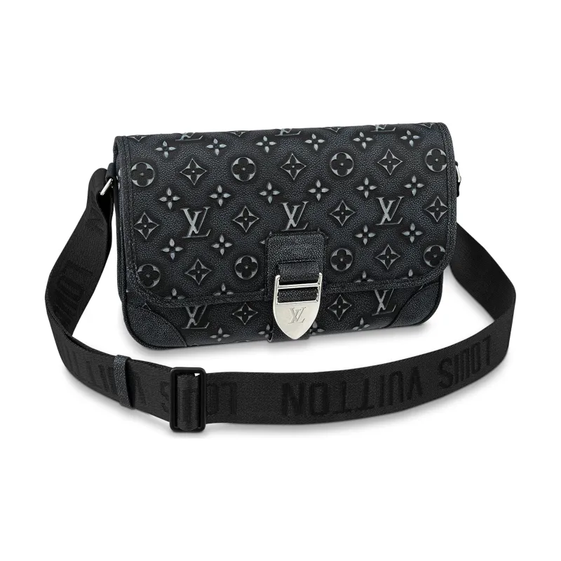 LOUIS VUITTON Archy Cow Leather Messenger Bag, Shoulder Bag, Crossbody Bag Medium Size Men's Black-0