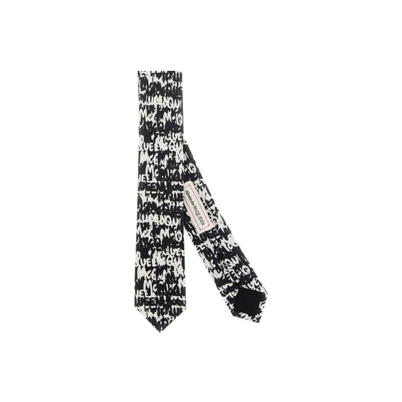 Alexander McQueen Tie Men's Black/White-0