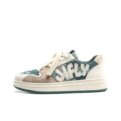 Jifffly Skateboard Shoes Unisex Low-Top Floral Green