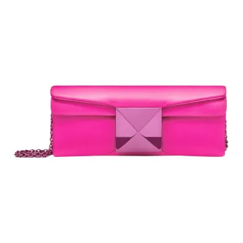 Valentino One Stud Lambskin One Shoulder Crossbody Clutches Regular Women's Pink