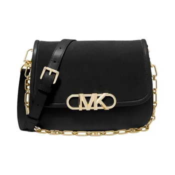 MICHAEL KORS PARKER Suede With Leather Messenger Bag, Portable Crossbody Bag, Shoulder Bag Women's Black