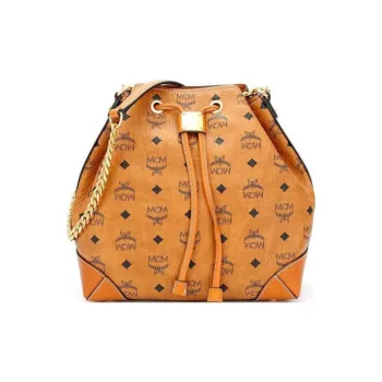 MCM Soft Berlin Visetos Canvas With Leather Bucket Bags Crossbody Bag, Shoulder Bag Women's