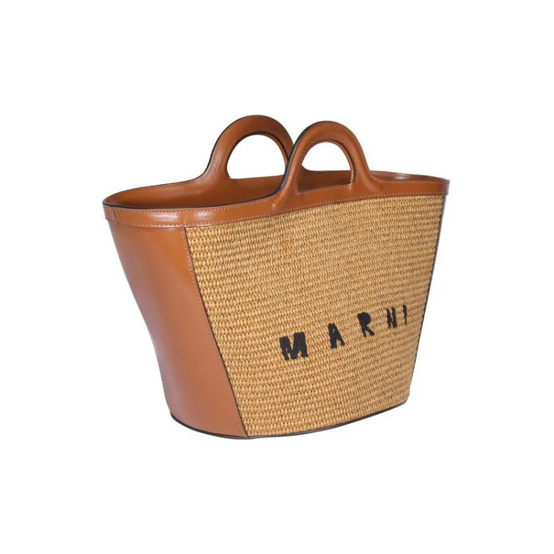 MARNI Cow Leather Woven Bag Handbag Shoulder Bag Crossbody Bag Small Size Women's Brown-1