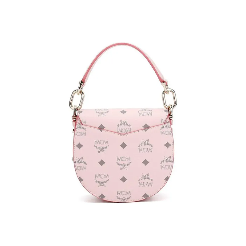 MCM Patricia Visetos Artificial Leather Saddle Bag, Shoulder Bag, Crossbody Bag, Handbag Regular Women's Pink-2
