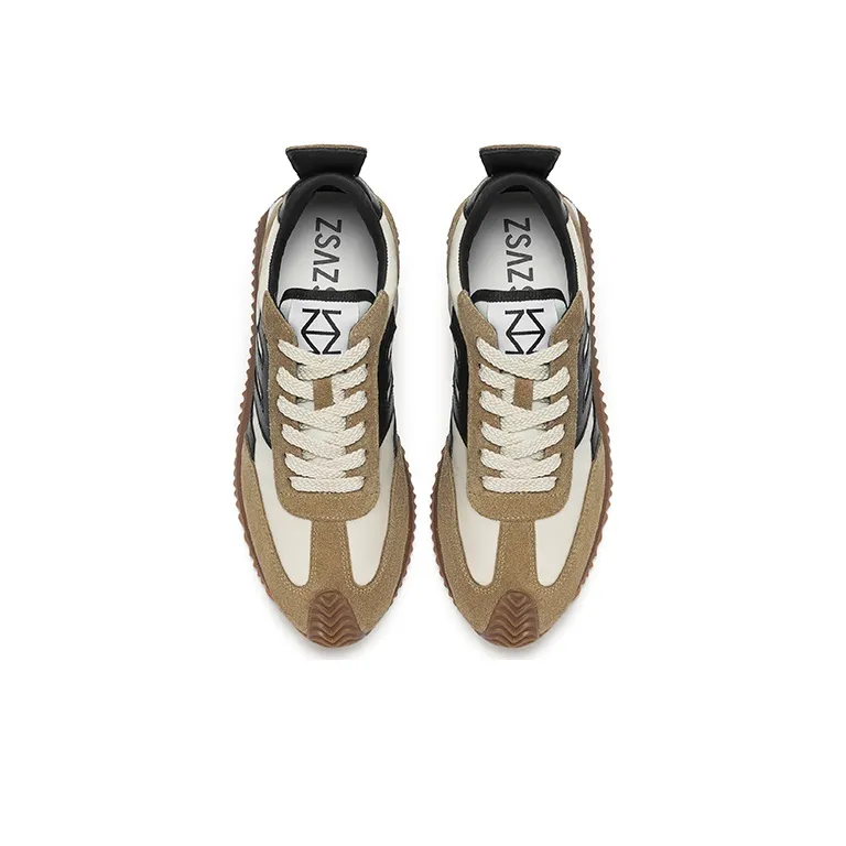 ZSAZSAZSU Casual Shoes Women's Low-Top Khaki-3