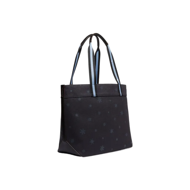 COACH Peanuts Snoopy Collaboration Canvas With Calfskin Tote Bag, Shopping Bag, Canvas Bag, Shoulder Bag Women's Black-2