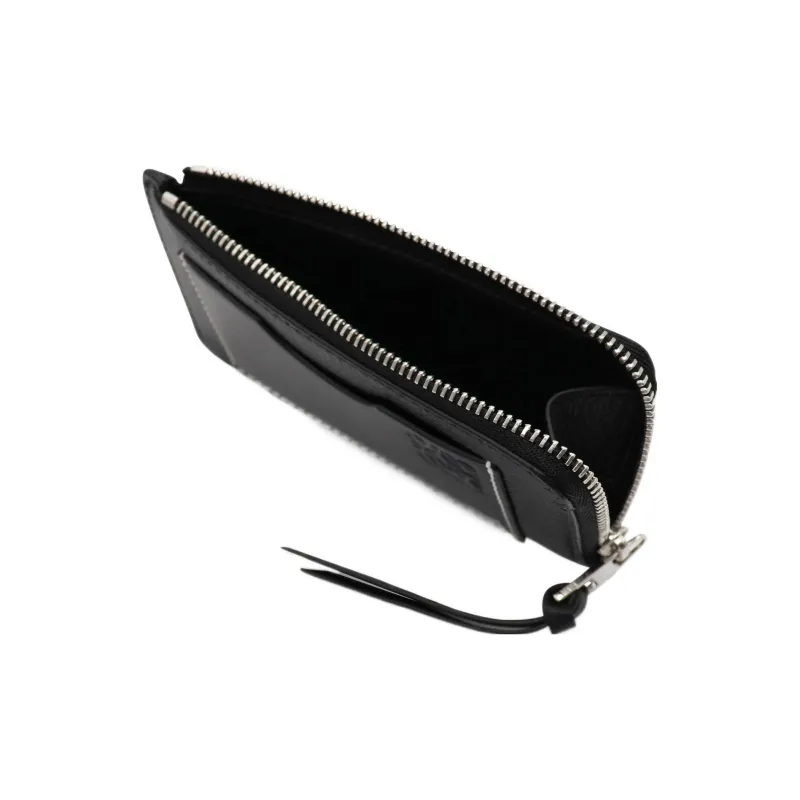 LOEWE Soft Grain Cow Leather Card Holder Women's Black-5
