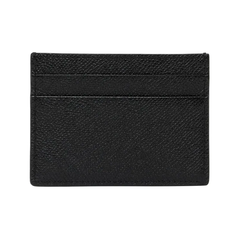Burberry Grainy Leather Tb Card Case Black/Silver tone-1
