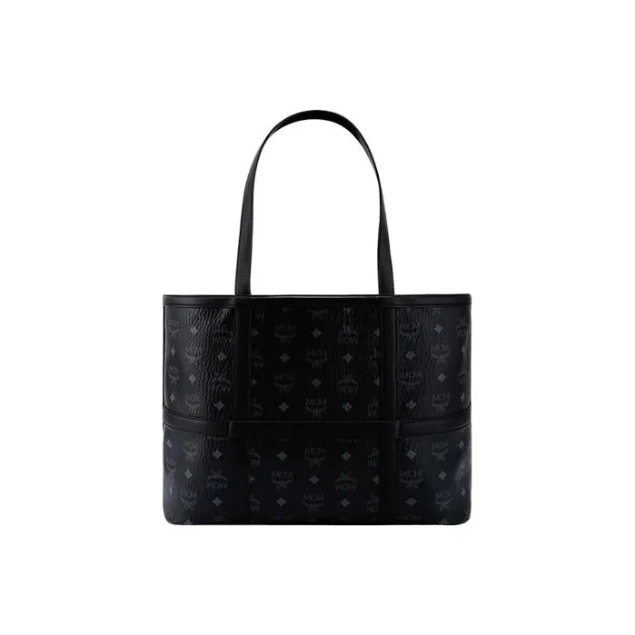 MCM Delmy Visetos Polyurethane Tote Bag Shopping Bag Shoulder Bag Handbag Medium Size Women's Black-2