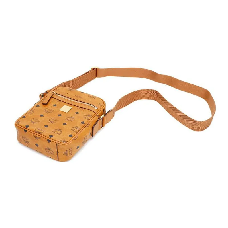 MCM Visetos Motif Classic Messenger Crossbody Bag Brown-5