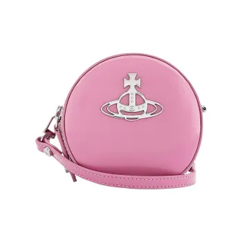 Vivienne Westwood Bright Patent Leather, Cow Leather Round Bag, Shoulder Bag, Crossbody Bag Mini Women's Pink