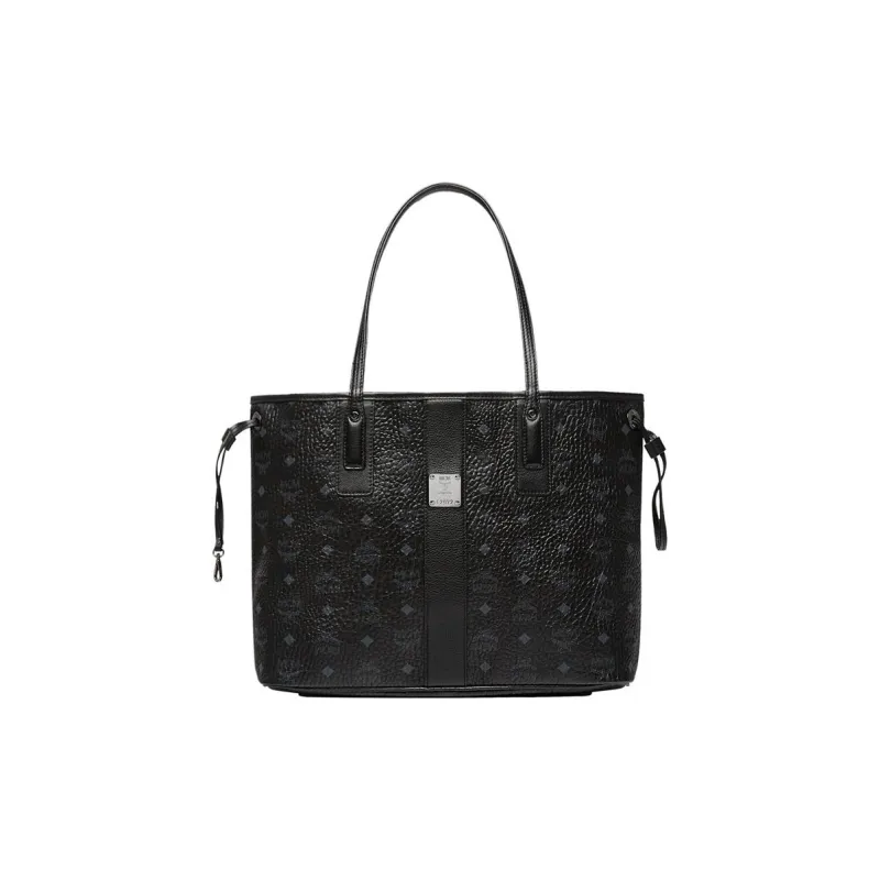 MCM Medium Reversible Liz Shopper In Visetos Shoulder Bag Black-1