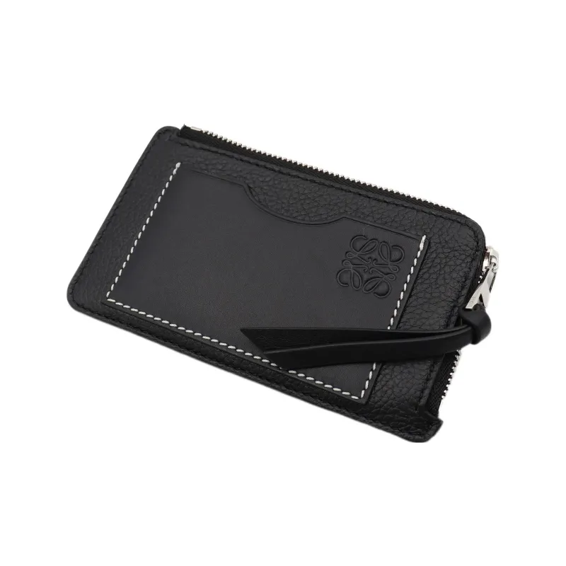 LOEWE Soft Grain Cow Leather Card Holder Women's Black-2