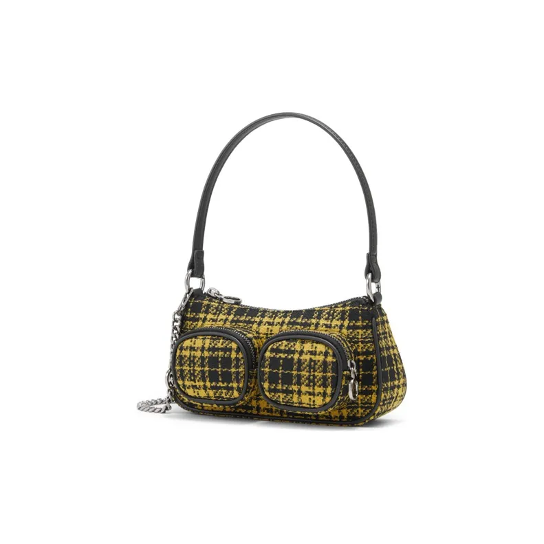 CHARLES&KEITH Fabric Shoulder Bag Regular Women's Yellow/Black/Gray-1