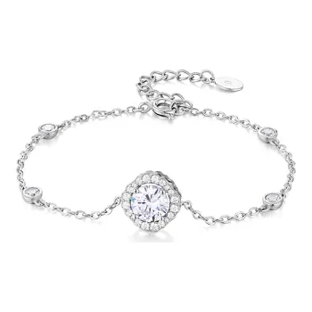 KADER 925 Silver Inlaid With Zircon Bracelets Women's Silver White, Goddess Exclusive Box