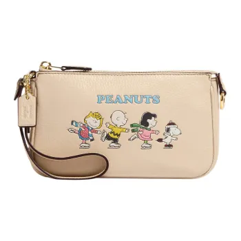 COACH SNOOPY X Peanuts Collaboration Nolita Pebbled Leather Handbag Shoulder Bag Women's Nude
