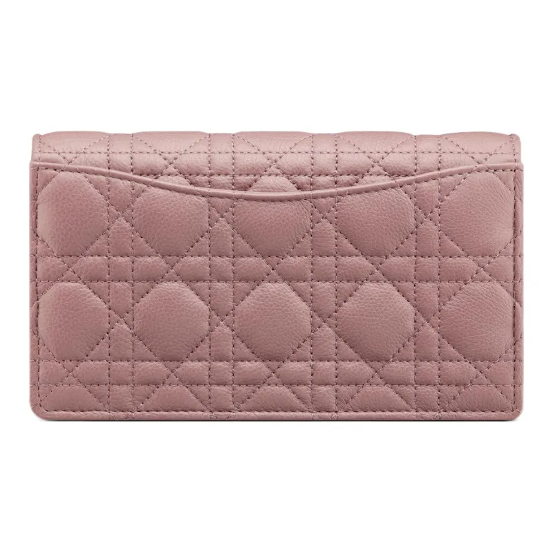 DIOR Caro Soft Cow Leather One Shoulder Crossbody Clutches Women's Peony Pink-1