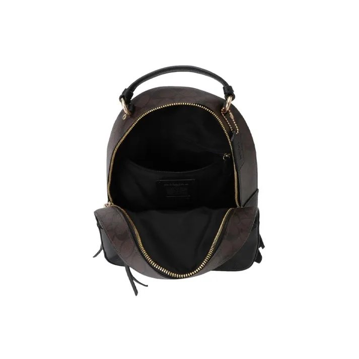 COACH Jordyn Coated Canvas With Leather Backpack Large Size Women's Black/Brown-3
