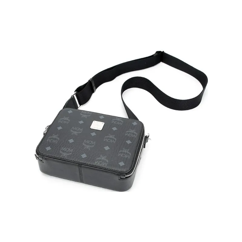 MCM Klassik Visetos Canvas Shoulder Bag, Crossbody Bag Trumpets Unisex Black-5
