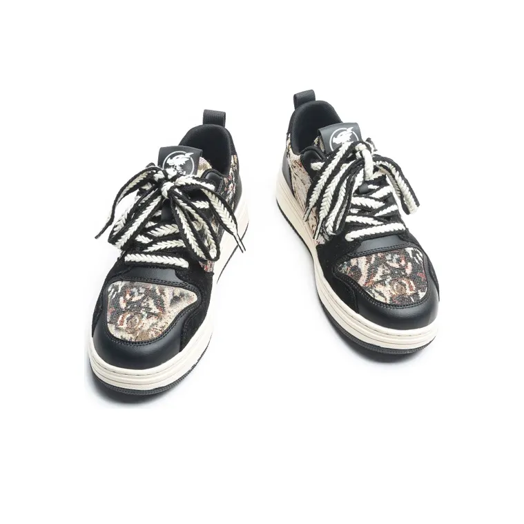 Jifffly Skateboard Shoes Unisex Low Top Floral Black-4