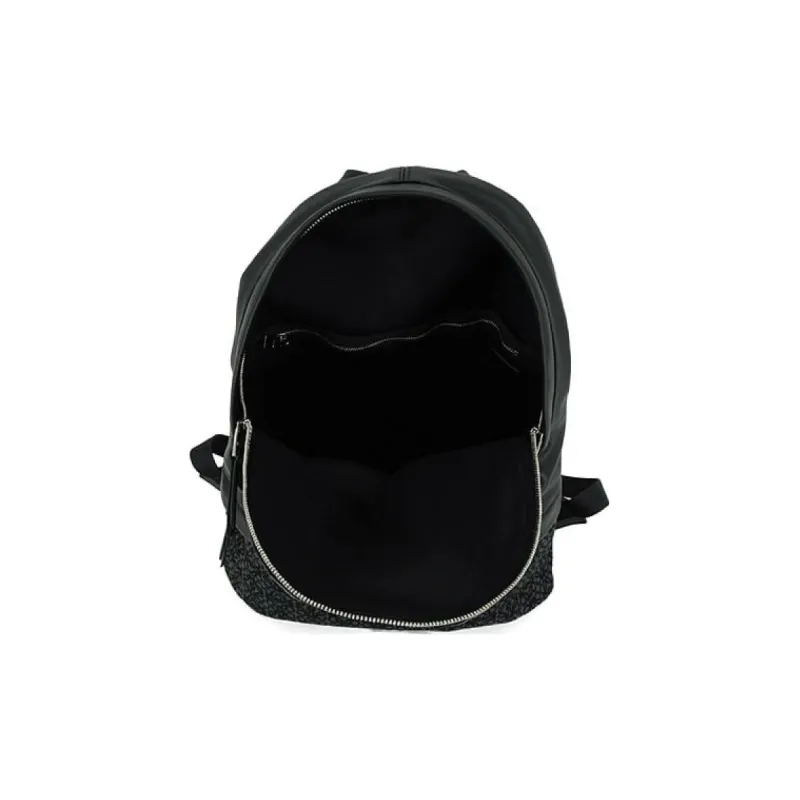 LOEWE Jacquard With Calfskin Backpack Regular Men's Black-3