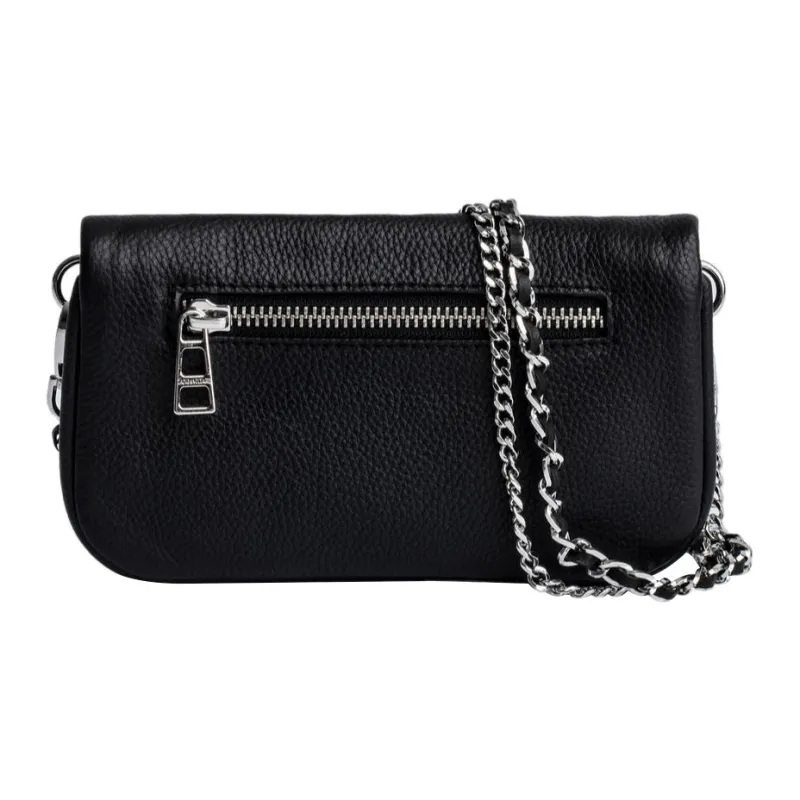Zadig & Voltaire Calfskin One Shoulder Crossbody Clutches Extra Mini Women's Black-1