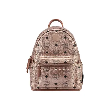 MCM Stark Visetos Leather Backpack Women's Rose Gold