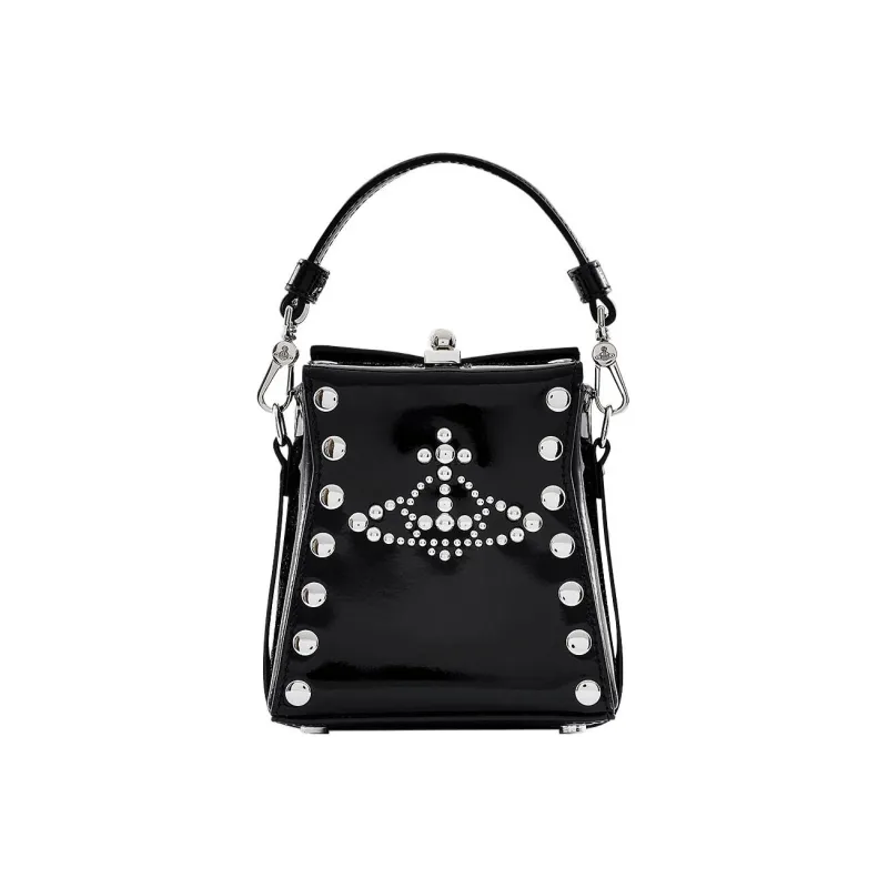 Vivienne Westwood KELLY Cow Leather Shoulder Bag, Crossbody Bag, Handbag Trumpets Women's Black-0