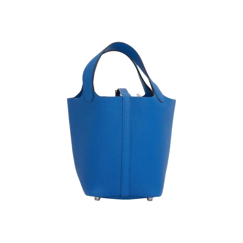 HERMES Picotin Lock Maurice Calfskin Basket Bag Handbag Bucket Bag Women's 71 Bleu France French Blue-2