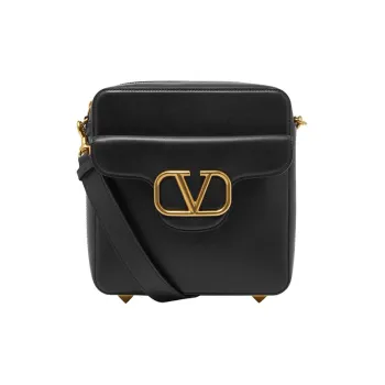 Valentino Locò Calfskin Camera Bag, Portable Crossbody Bag, Shoulder Bag Men's Black