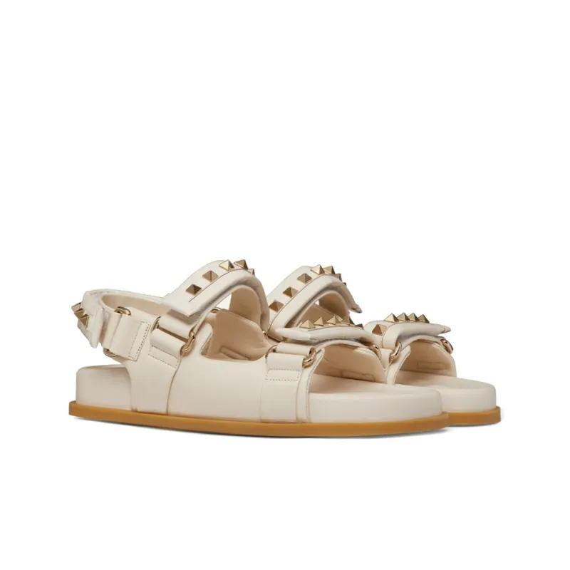 Valentino Rockstud Beach Sandals Women's Beige-2