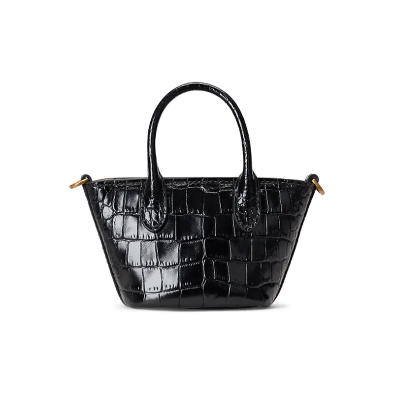Polo Ralph Lauren Bellport Cow Leather Tote Bag Shopping Bag Shoulder Bag Crossbody Bag Handbag Mini Women's Black-1