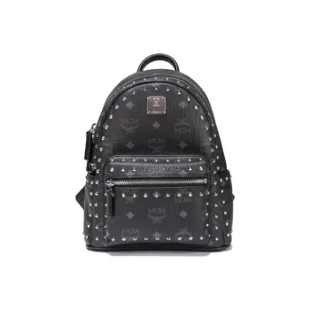 MCM Stark Visetos Leather Backpack Unisex Black