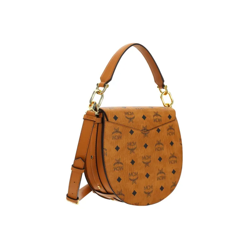 MCM Cow Leather Saddle Bag Handbag Small Size Women's Brown Cognac-2