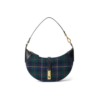 Polo Ralph Lauren Polo ID Fabric With Cow Leather Trim Handheld Handbag, Shoulder Bag Women's Green/Blue