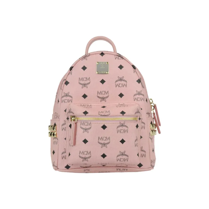 MCM Stark Side Studs Backpack Visetos Mini Soft Pink-0