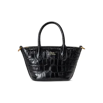 Polo Ralph Lauren Bellport Cow Leather Tote Bag Shopping Bag Shoulder Bag Crossbody Bag Handbag Mini Women's Black