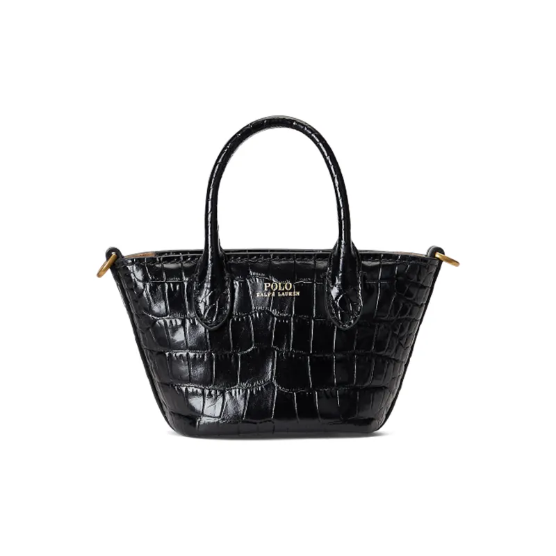 Polo Ralph Lauren Bellport Cow Leather Tote Bag Shopping Bag Shoulder Bag Crossbody Bag Handbag Mini Women's Black-0