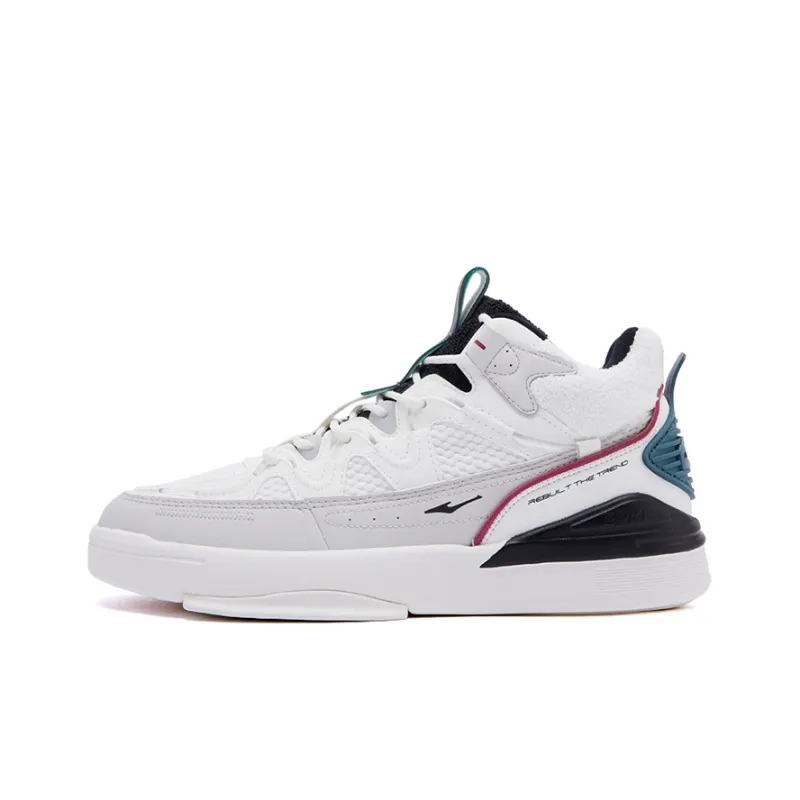 Erke Skateboard Shoes Men Mid Top Ivory White/Wild Gray-0
