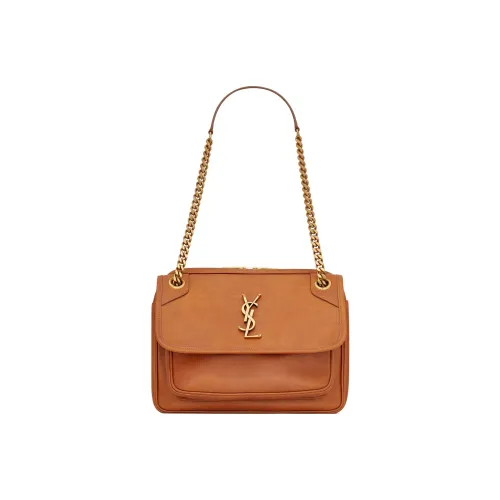 SAINT LAURENT Niki Cow Leather Camera Bag Portable Crossbody Bag Shoulder Bag Women's Vintage Cognac