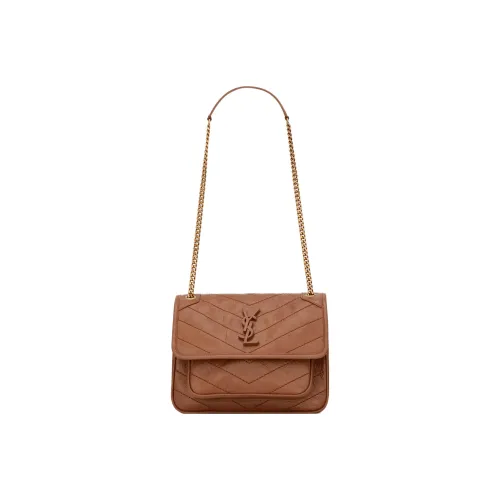 SAINT LAURENT Niki Calfskin Hobo Bag Portable Crossbody Bag Shoulder Bag Women's Light Caramel