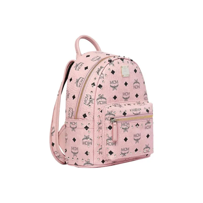 MCM Stark Visetos Artificial Leather Backpack Mini Women's Pink-1