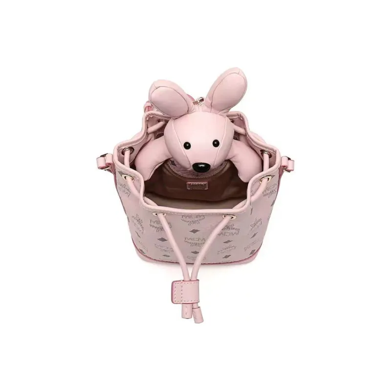 MCM Leather Bucket Bag, Shoulder Bag, Crossbody Bag Regular Women's Pink-4