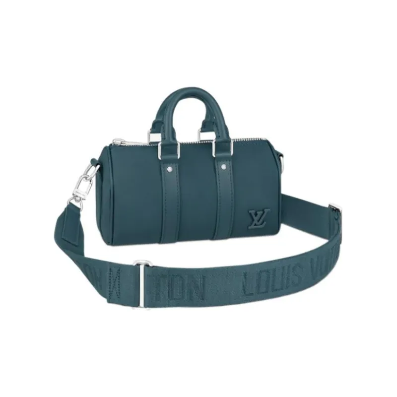 LOUIS VUITTON Keepall Aerogram Leather Monkey Bag, Crossbody Bag Unisex Blue-0