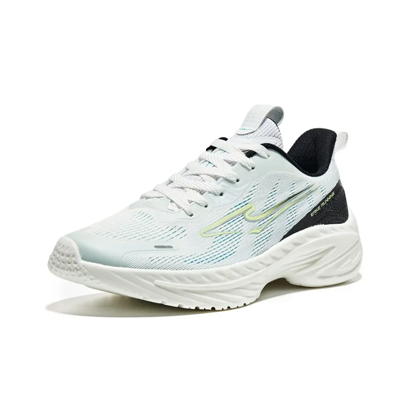 Erke Cushioning Anti Slip Wear Resistant Breathability Low Top Running Shoes Men's White Green-2