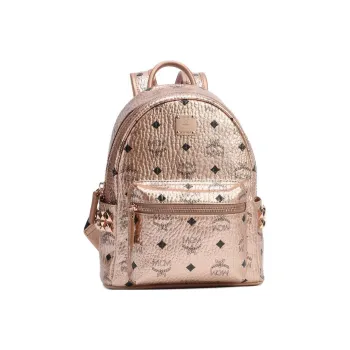 MCM Stark Visetos Canvas Backpacks Backpack Mini Women's Rose Gold Monogram