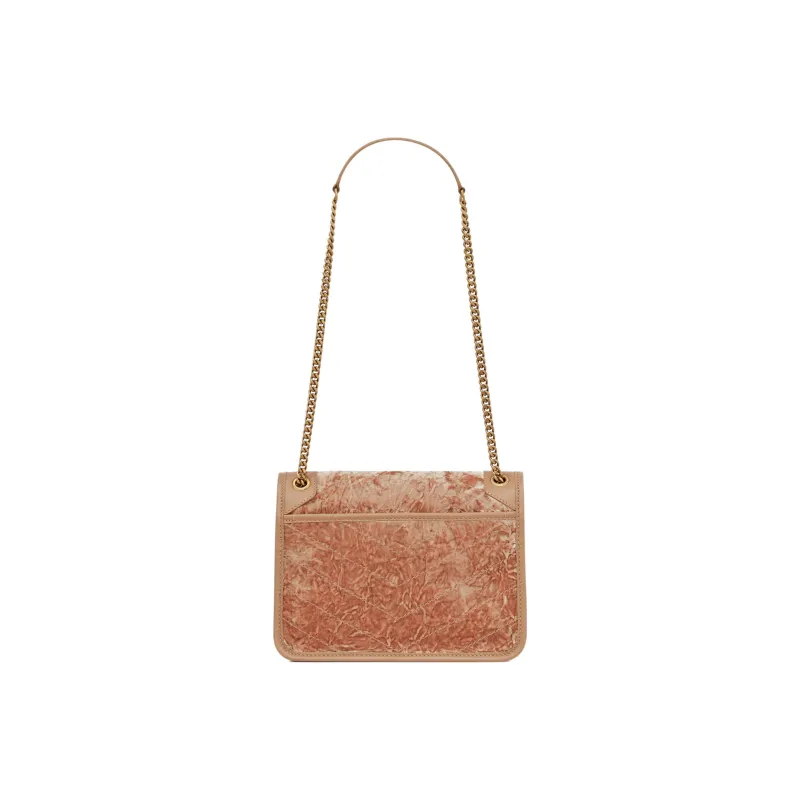 SAINT LAURENT Niki Fabric Cow Leather Patchwork Hobo Bag Crossbody Bag Shoulder Bag Women's Vintage Pink-1