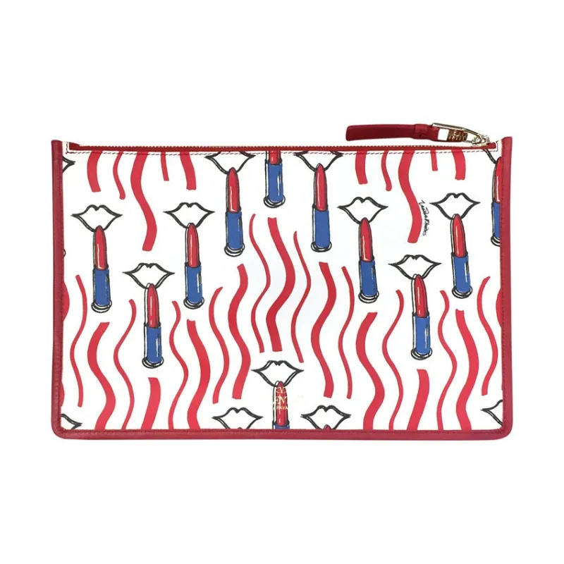 Valentino Cow Leather Clutch Women's White-1