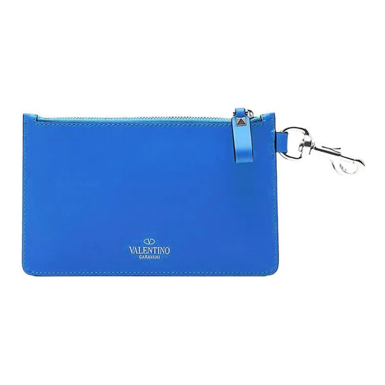 Valentino Cow Leather Handheld Clutch Regular Unisex Blue-1